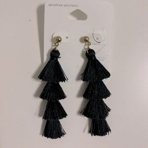 Long Black Tassel Earrings